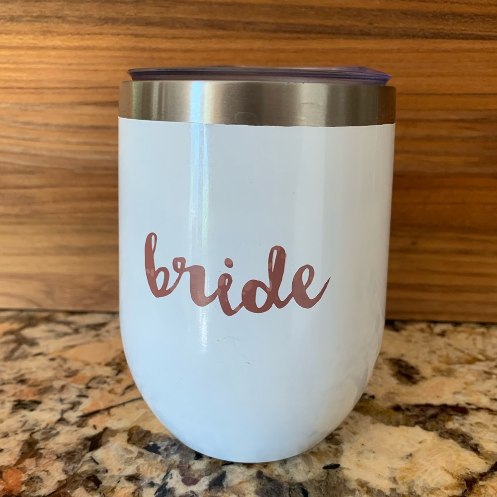 Rose gold “bride” stainless steel wine tumbler